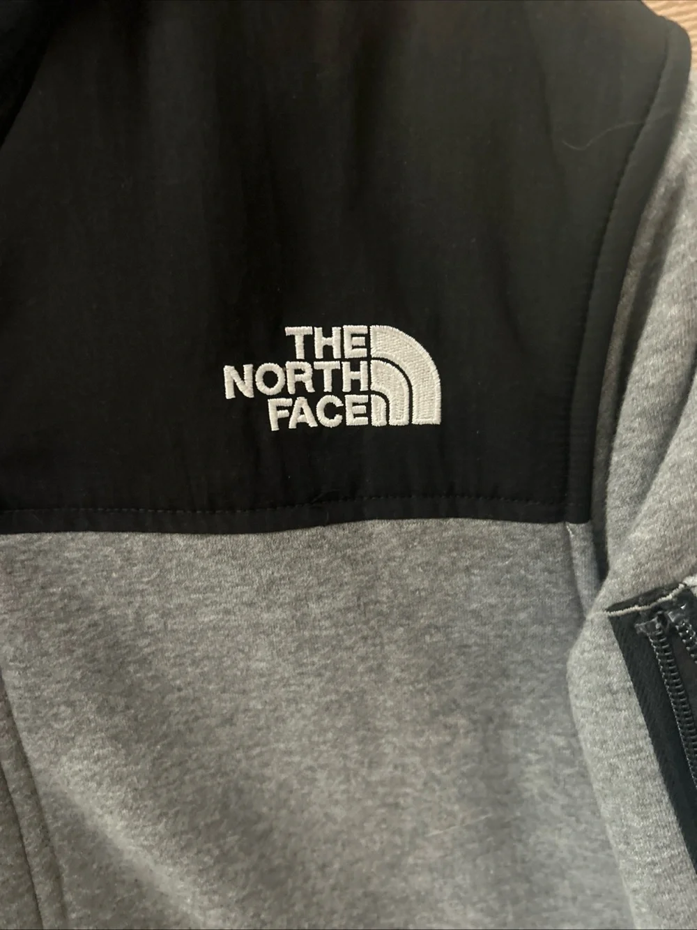 The North Face Men’s Gray and Black Hooded Fleece Jacket